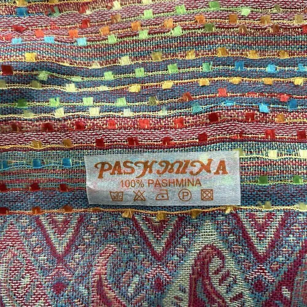 Womens Pashmina Boho Wide Scarf Shawl Hippie Colorful Tassel
